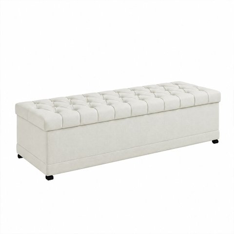 Puff Baú 140cm Hermione Facto Off White - Sallar Home
