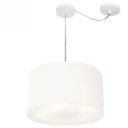 Ver imagem 1 de Lustre Cilindrico com Desvio de Centro MD-4163 Cupula Tecido 40X25 Branco