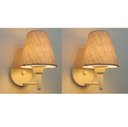 Ver imagem 1 de Kit/2 Arandela Cone Md-2004 Base Branca Cupula em Tecido 14/14x07cm Rustico Bege