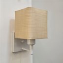 Ver imagem 4 de Arandela Quadrada Md-2006 Base Branca Cupula em Tecido 15/13x13cm Palha