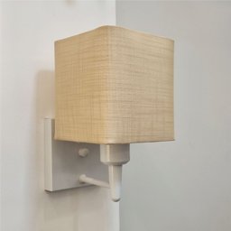 Arandela Quadrada Md-2006 Base Branca Cupula em Tecido 15/13x13cm Palha - 4 Arandela Quadrada Md-2006 Base Branca Cupula em Tecido 15/13x13cm Palha - 4