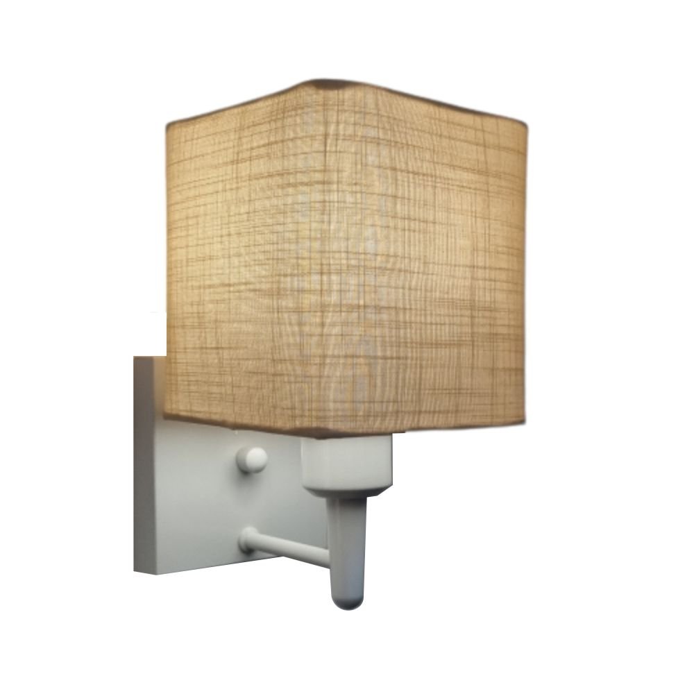 Menor preço em Arandela Quadrada Md-2006 Base Branca Cupula em Tecido 15/13x13cm Palha