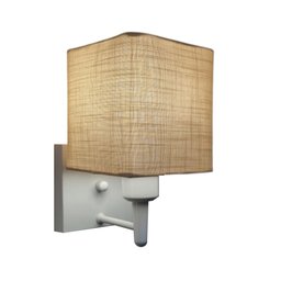 Arandela Quadrada Md-2006 Base Branca Cupula em Tecido 15/13x13cm Palha - 1 Arandela Quadrada Md-2006 Base Branca Cupula em Tecido 15/13x13cm Palha - 1