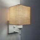 Ver imagem 3 de Arandela Quadrada Md-2006 Base Branca Cupula em Tecido 15/13x13cm Palha