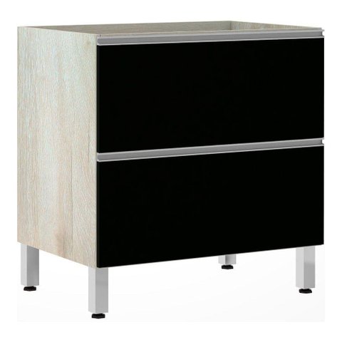 Balcão Sem Tampo 80cm Misto Basculante Lis Legno Crem e Preto Tx