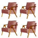 Ver imagem 1 de Kit 4 Poltronas Cadeira Marilia Recepção - Veludo Rose