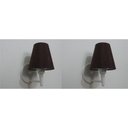 Ver imagem 2 de Kit/2 Arandela Cone Md-2004 Base Branca Cupula em Tecido 14/14x07cm Cafe