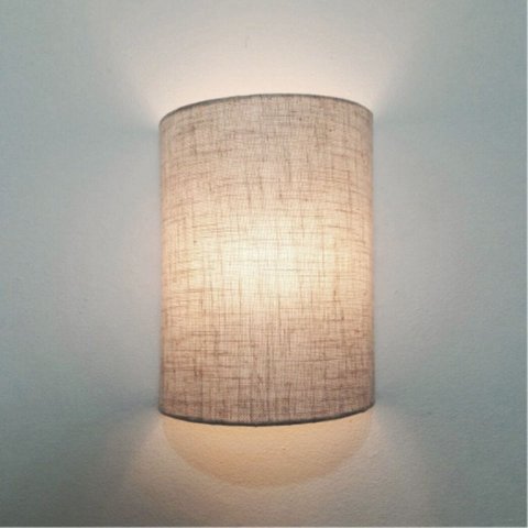 Arandela Meia Cana Retro Md-2003 Cupula Tecido 25/18x10cm Rustica Bege