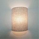 Ver imagem 1 de Arandela Meia Cana Retro Md-2003 Cupula Tecido 25/18x10cm Rustica Bege