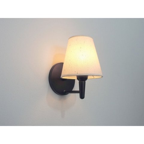 Arandela Cone Md-2004 Base Preta Cupula em Tecido 14/14x07cm Linho Bege