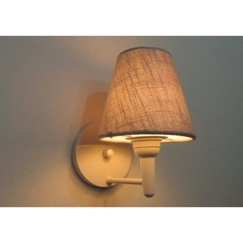 Arandela Cone Md-2004 Base Branca Cupula em Tecido 14/14x07cm Rustico Bege