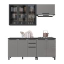 Ver imagem 2 de Cozinha Modulada Compacta 4 Peças Vidro Fumê Diamante Preto/Chumbo/Titânio