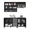Ver imagem 4 de Cozinha Modulada Compacta 4 Peças Vidro Fumê Diamante Preto/Chumbo/Titânio