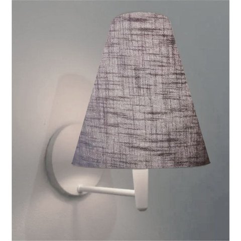 Arandela Cone Md-2007 Base Branca Cupula em Tecido 20/08x18cm Rustico Cinza