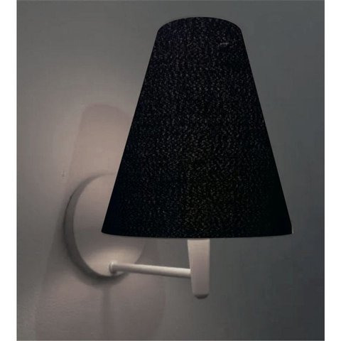Arandela Cone Md-2007 Base Branca Cupula em Tecido 20/08x18cm Preto