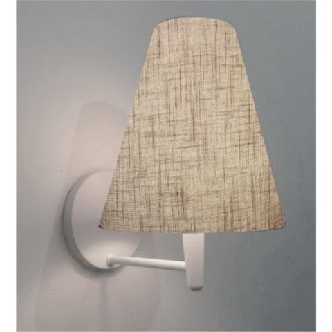 Arandela Cone Md-2007 Base Branca Cupula em Tecido 20/08x18cm Rustico Bege