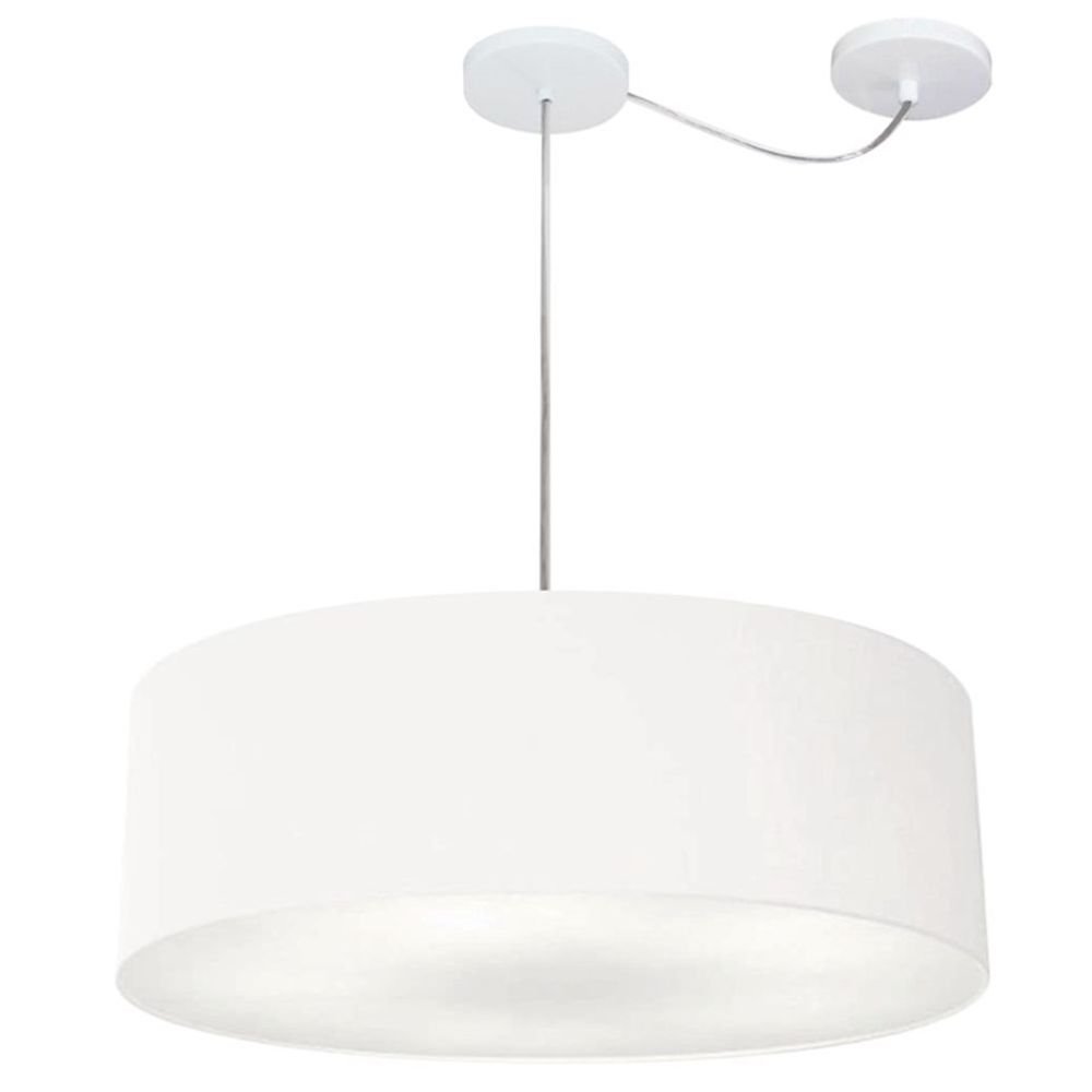 Lustre Cilindrico com Desvio de Centro Md-4259 Cupula Tecido 50x15cm Branco - Bivolt - 3