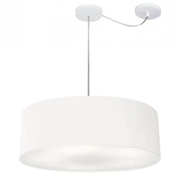 Lustre Cilindrico com Desvio de Centro Md-4259 Cupula Tecido 50x15cm Branco - Bivolt - 1