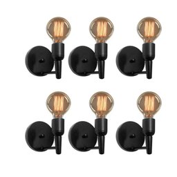 Kit 6 Arandelas Retro Md-2028 Preta Suporte para Lâmpada - 1 Kit 6 Arandelas Retro Md-2028 Preta Suporte para Lâmpada - 1