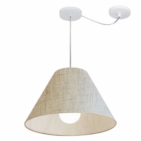 Lustre Pendente Cone Com Desvio Md-4272 Cupula Tec 25/15x40cm Rustico Bege