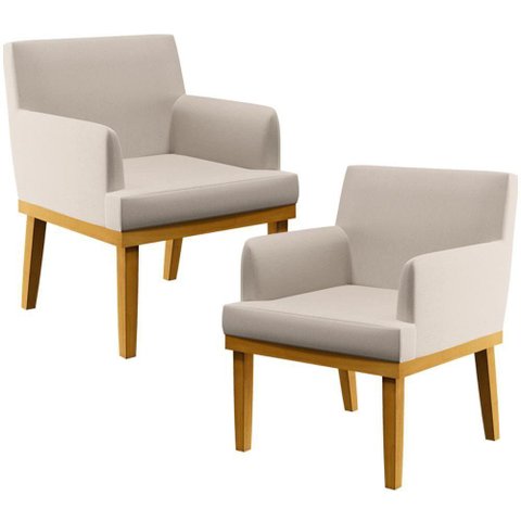 Kit 02 Poltronas Beatriz Linho Cru