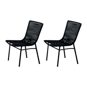 Kit 2 Cadeiras Prime em Aluminio e Corda Nautica Preta