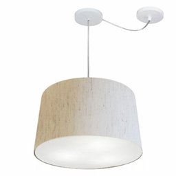 Lustre Pendente Cone Com Desvio Md-4281 Cupula 30/40x45cm Linho Bege - 1
