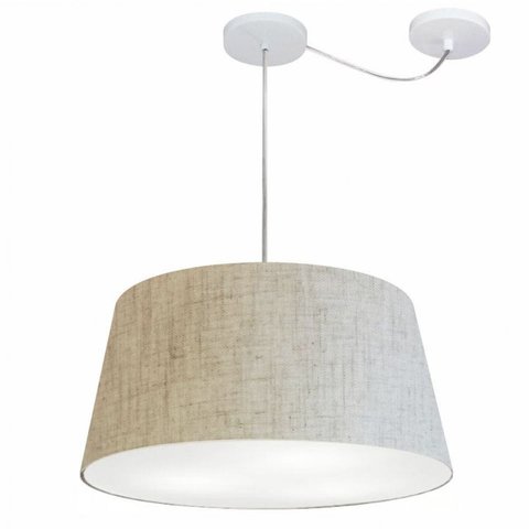 Lustre Pendente Cone Com Desvio Md-4282 Cupula 21/40x50cm Rustico Bege