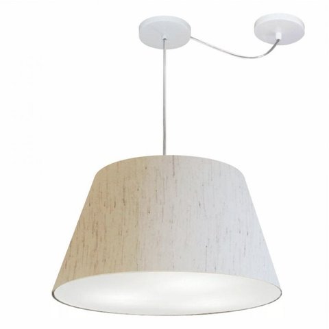 Lustre Pendente Cone Com Desvio Md-4283 Cupula 30/35x50cm Linho Bege