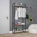 Ver imagem 1 de Estante Closet Arara c/03 Prateleiras Dynamica 80 cm Est.Preta