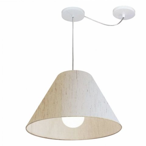 Lustre Pendente Cone Com Desvio Md-4272 Cupula Tec 25/15x40cm Linho Bege
