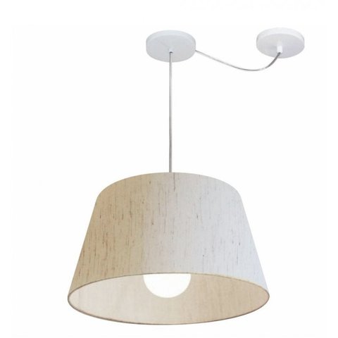 Lustre Pendente Cone Com Desvio Md-4273 Cupula Tec 21/30x40cm Linho Bege