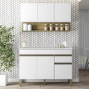Ver imagem 2 de Armário de Cozinha e Balcão com Tampo 120cm Lina K02 Supremo/Freijó - Mpozenato