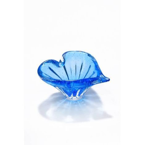 Porta Jóias de Cristal Murano Em Formato de Coração 6,5x13,5cm Azul - 1