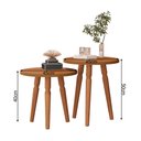 Ver imagem 4 de Conjunto Kit Mesa de Cabeceira Redonda Canto Apoio Cama Quarto Atalanta Nature