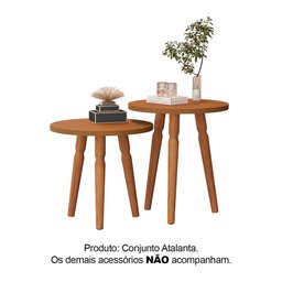 Conjunto Kit Mesa de Cabeceira Redonda Canto Apoio Cama Quarto Atalanta Nature - 2