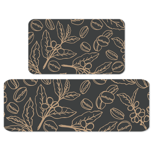 Jogo de Tapetes de Cozinha Galhos de Café Antiderrapante