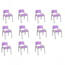 Ver imagem 1 de Kit 11 Cadeira Iso Infantil Creche, Base Cinza Lilas