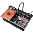 Ver imagem 1 de Kit Cuba Quadrada + Torneira Extensivel com Controle de Temperatura Dispenser e Cascata Eletrônica