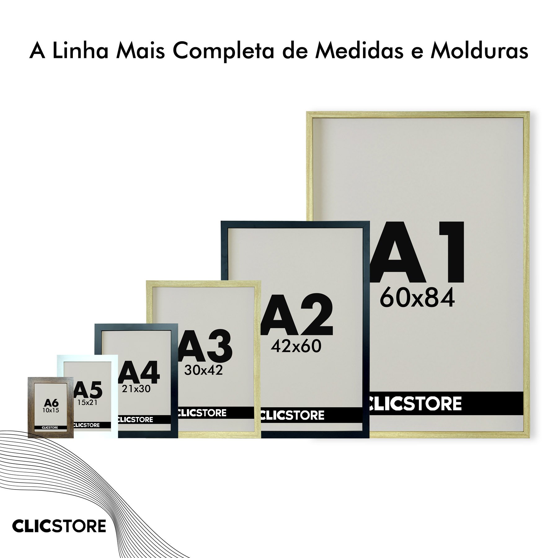 Kit 05 Molduras A3 30x42cm com Acetato e Fundo para Quadros Diplomas Certificados Fotos:preto - 6