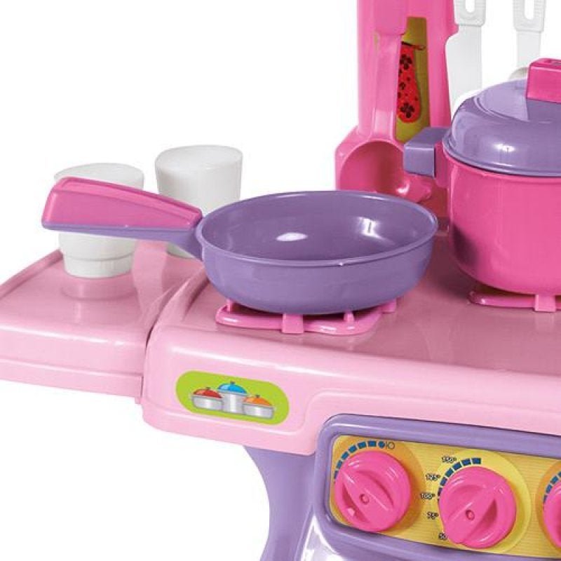 Kit Cozinha Infantil Com Fogão + Airfryer + Jogo De Jantar C/ Copos,  Pratinhos, Panelinhas De Brinquedo Fogãozinho Cooktop Comidinha