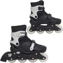 Patins Roller In Line 4 Rodas Infantil Masculino Feminino + Acessórios Preto Importway BW-019-PT PRE - 4 Patins Roller In Line 4 Rodas Infantil Masculino Feminino + Acessórios Preto Importway BW-019-PT PRE - 4