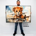 Ver imagem 2 de Quadro Decorativo Ursinho em Moldura Caixa Tacolado Moldura Caixa 3cm Madeira sem Vidro 80 X 120cm