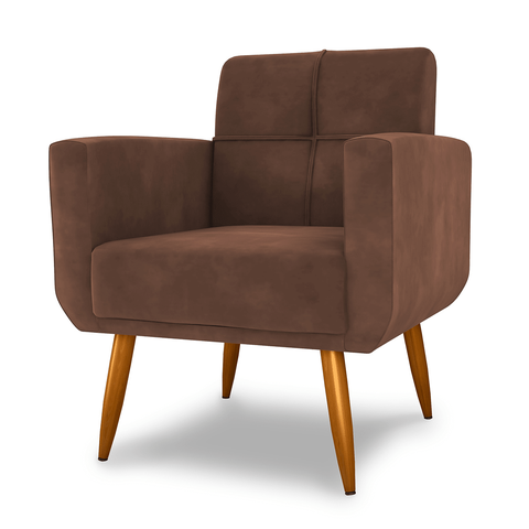 Poltrona Decorativa Malaga Veludo Ferrugem 69cm para Sala Quarto e Escritório
