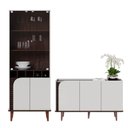 Ver imagem 1 de Cristaleira e Aparador Buffet Jurerê Off White Matte Nogueira Real - Colibri