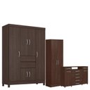 Ver imagem 1 de Guarda Roupa Casal Ecom 2 com Multiuso Golden com Cômoda London Café - Demóbile
