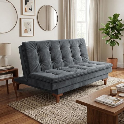 Sofá-Cama Bangkok 1.90m Retrátil e Reclinável para Quarto e Sala Cinza