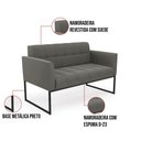 Ver imagem 3 de Kit 1 Sofá Namoradeira e 1 Poltrona Elisa Suede Base Metálica Industrial Preto - D'Rossi Cor