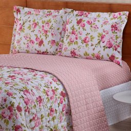 Cobre Leito Valentina Rosa Queen 3 Peças Dupla Face - 2 Cobre Leito Valentina Rosa Queen 3 Peças Dupla Face - 2