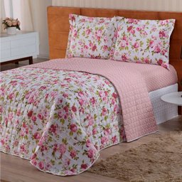 Cobre Leito Valentina Rosa Queen 3 Peças Dupla Face - 1 Cobre Leito Valentina Rosa Queen 3 Peças Dupla Face - 1